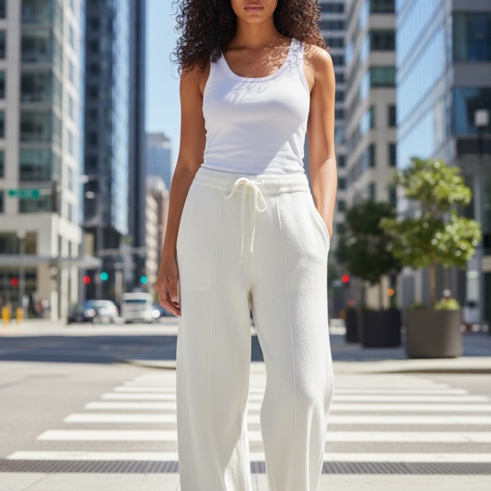 NWT Haven Well Within Cream Color Pants with Drawstring Eco Friendly Size Medium